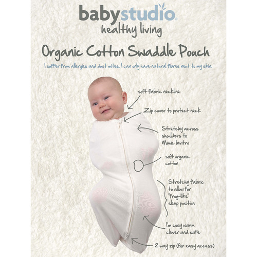 BabyStudio Baby Studio Organic Cotton 0 3 Months Swaddle Pouch Temple Webster